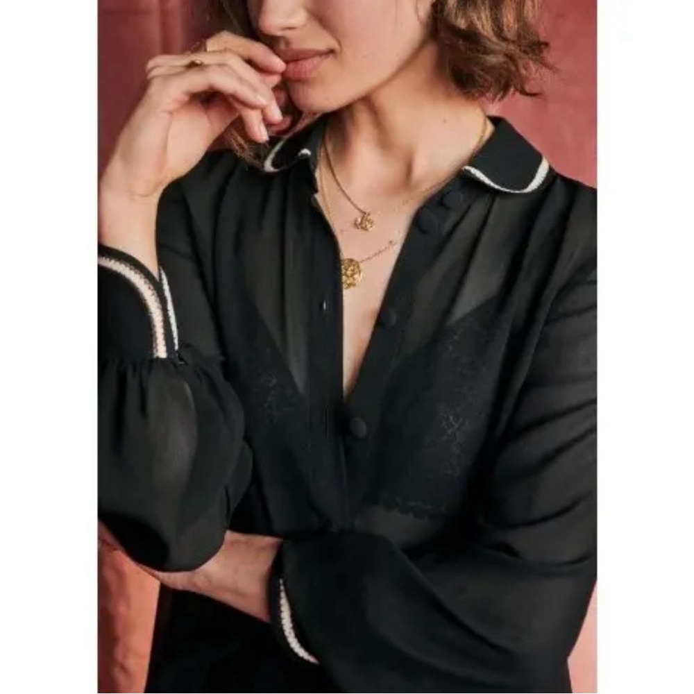 100% silk Size 36 or US 4 Sézane sheer top - Picture 2 of 7